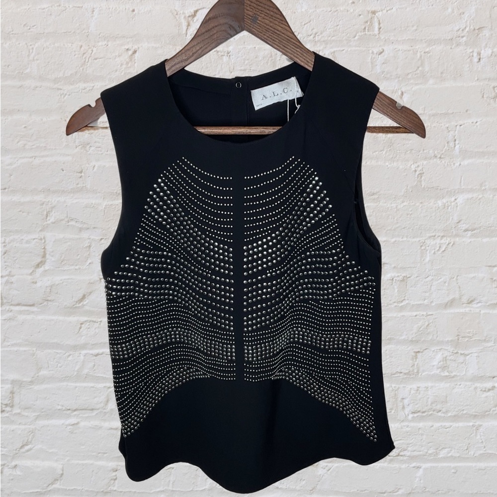 A.L.C. 2013 Black sleeveless top with silver studded design - Picture 2 of 9
